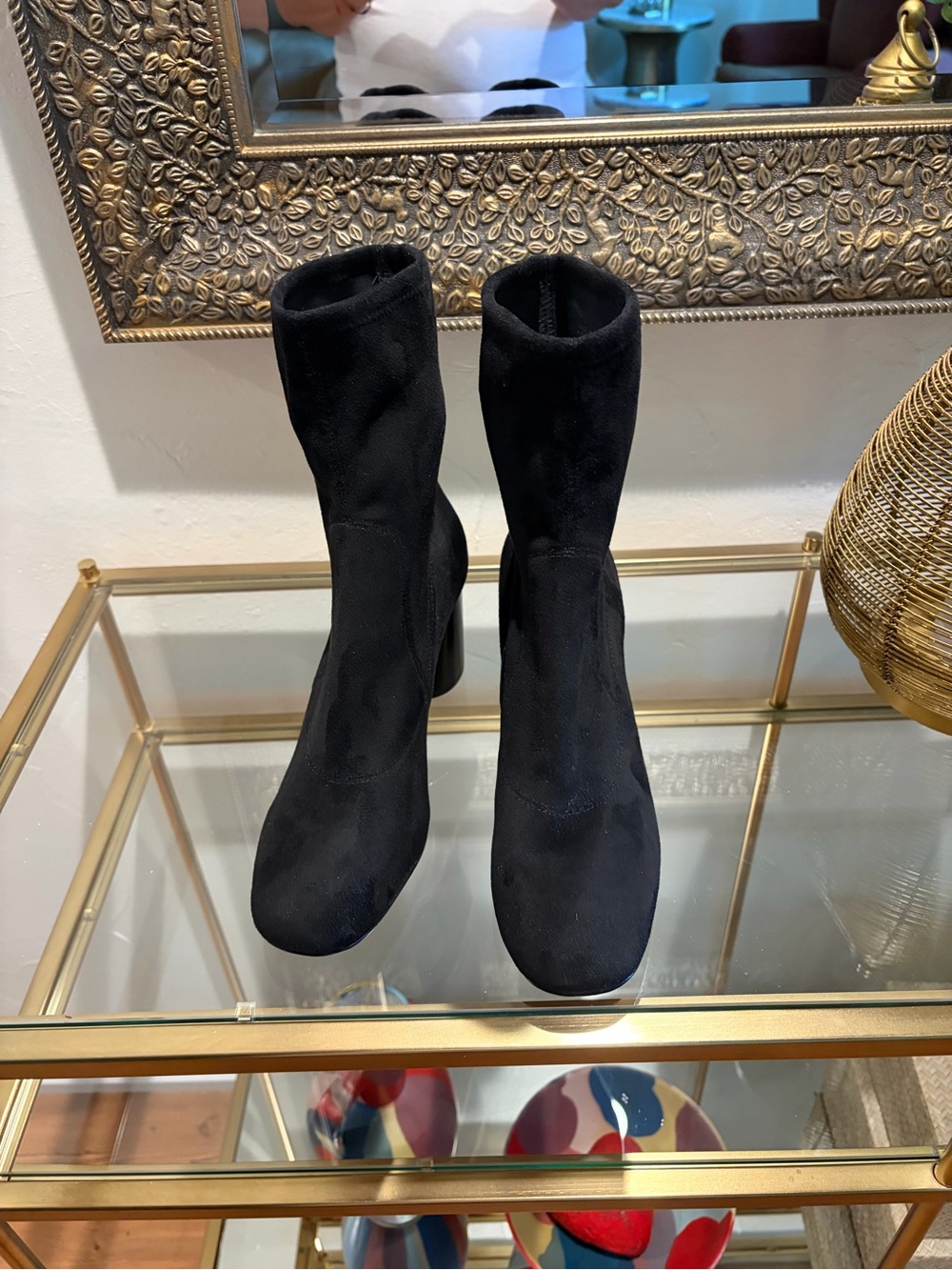 Donald J. Pliner Black Stretch Sock Heeled Boots